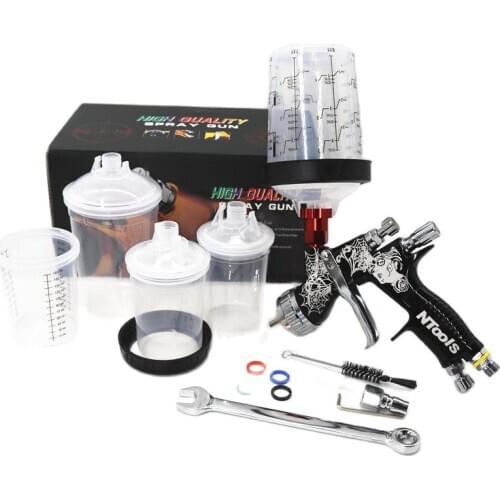 Spray Gun With 400ml And 600ml PPS Type H/O Quick Fix Cup And Adapter Paint Gun Paint Mixing Cup Air Spray Gun Paint Sprayer