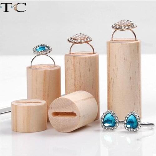 5 Pcs Organizer Stand Wooden Ring Jewelry Display Rack Holder