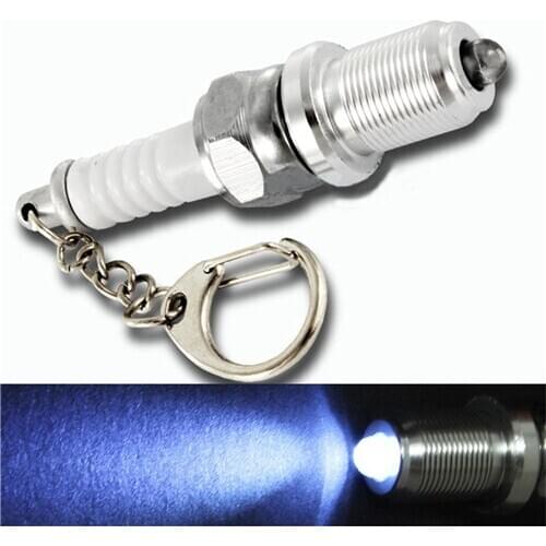 Casual Fashion LED Key Chain Spark Plug Key Chain Keychain Car Parts Keyring