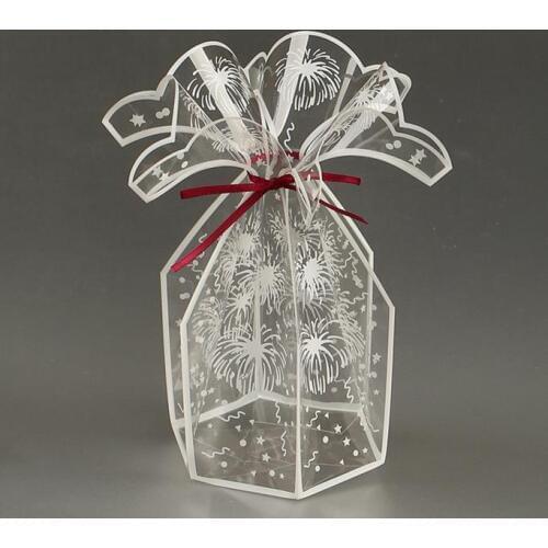 Clear PVC Favour Boxes Wedding Birthday Party Candy Transparent Gift Box Printed Fireworks Vase shape favors bag holiday supply