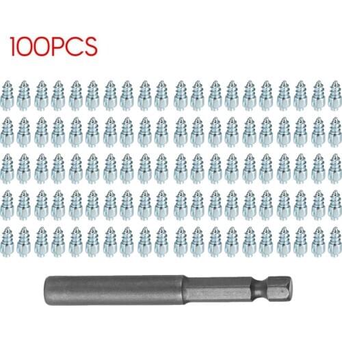 2019 New Model Snow Screw Tire Studs Anti Skid Falling Spikes Wheel Tyres 100PCs for Car Motorcycle Bicycle Auto Accessories