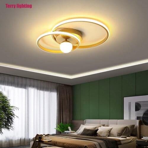 Modern simple living room lighting, bedroom luminous gold black led ceiling hanging household lamp ring decorative lighting