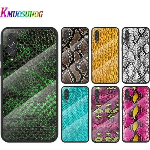 Snakeskin Texture For Samsung Galaxy A91 A81 A72 A71 A52 A51 A41 A31 A21S A11 A01 Tempered Glass Cover Phone Case