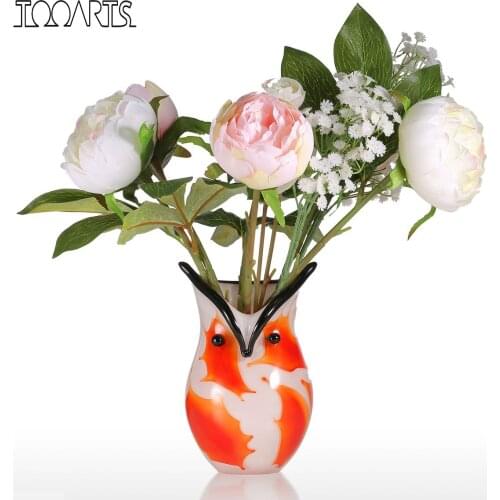 Tooarts Flower vases for homes Owl Container Gift Glass Ornament Animal Figurine nordic decoration home vase decoration home