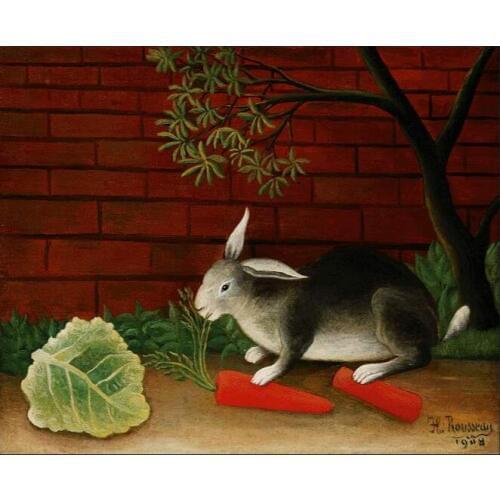 High quality Oil painting Canvas Reproductions Rabbit (1908) by Henri Rousseau painting hand painted