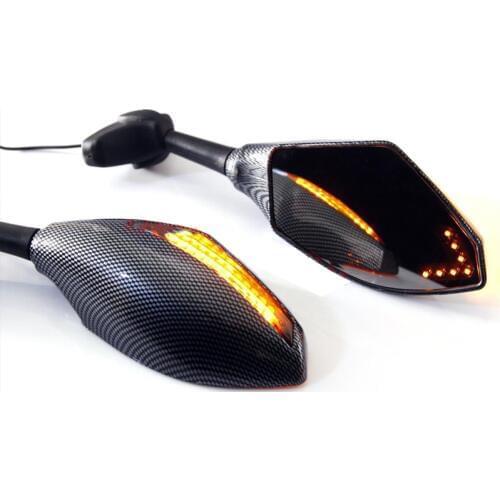 Rearview Mirror Motorcycle LED Turn Signal Light Integrated Side Mirrors for Kawasaki Ninja 250 300 ZX6R ZX10R ZX14R Moto