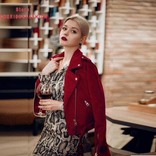 Women candy color faux leather short motorcycle jacket zipper pockets sexy punk coat ladies casual outwear tops casaco Black