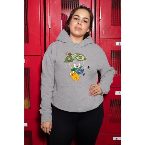 Angemiel Wear Money Sticking Finn And Jack Gray Women 'S Hooded Sweatshirt