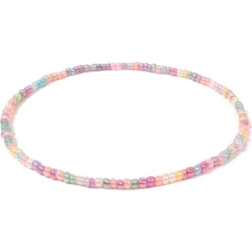 Coxeer 1pc Mix Colors Women Choker Necklace Creative Fashion Bohemian Beaded Necklace Bead Choker Jewelry Accessories