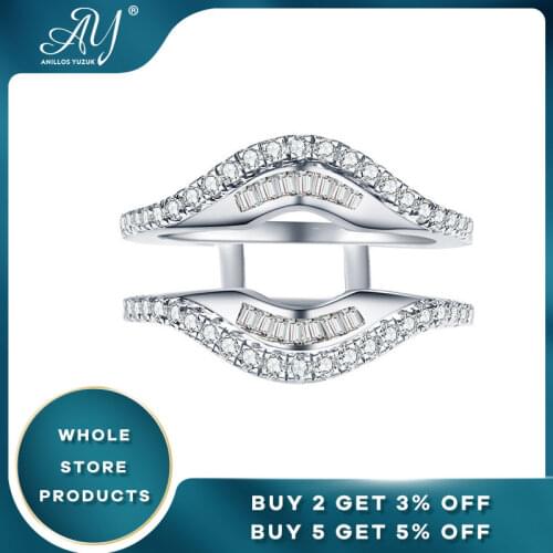 Anillos Yuzuk Double-deck Female Zircon Stone Ring Vintage 925 Silver Wedding Jewelry Promise Crystal Engagement Ring For Women