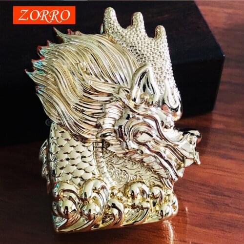 Zorro New Classic Kerosene Lighter Brass Body First Choice for High Grade Gift Giving Emperor Dragon Shaped Armor Craft For Men