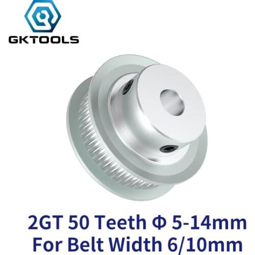 GKTOOLS 50 Teeth 2M 2GT Timing Pulley Bore 5/6/6.35/7/8/10/12/14mm for GT2 Open Synchronous belt width 6/10mm wheel 50Teeth 50T