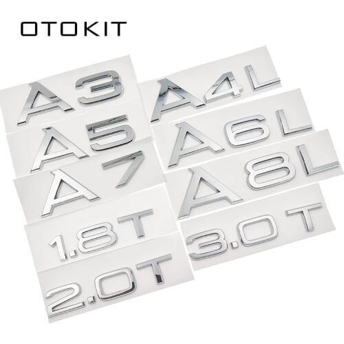 1.8T 2.0T 3.0T 3.2 3.6 4.2 A3 A5 A7 A4L A6L A8L Letter Number Chrome Emblem Car Trunk Discharge Capacity Badge Logo 3D Sticker
