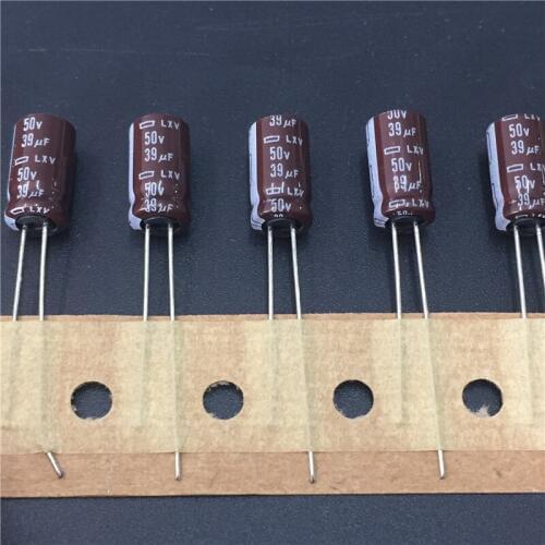 100pcs 39uF 50V NIPPON LXV Series 6.3x11mm Low Impedance 50V39uF Aluminum Electrolytic Capacitor