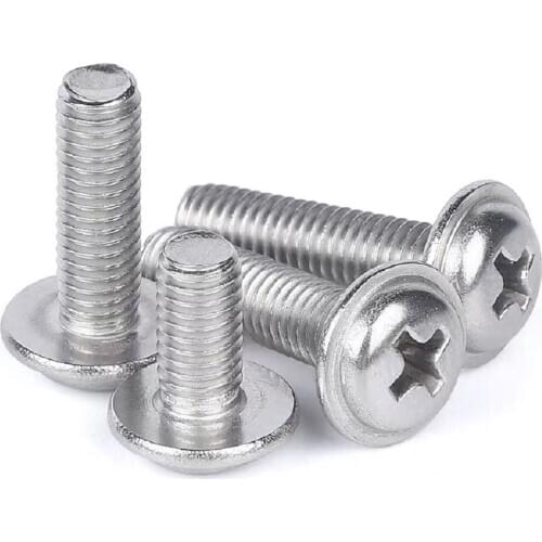 100Pcs DIN967 M2 M2.5 M3 304 Stainless Steel Phillips Pan Machine Screws With Collar PWM