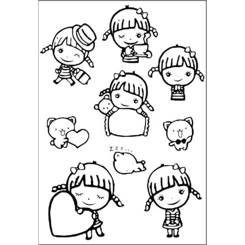 11x16 Girl takes love Transparent Clear Rubber Stamp Sheet Cling Scrapbooking Photo Album PaperCard DIY Craft