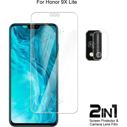 2 in 1 For Honor 9X Lite Camera Lens Film & Screen Protector Guard Protective HD Tempered Glass Explosion Proof