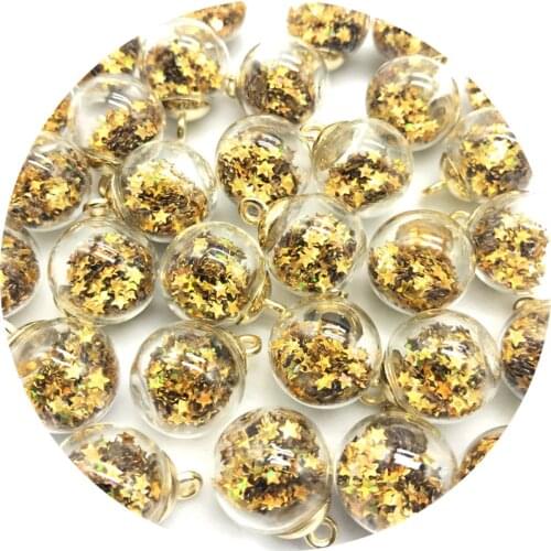 5/10pcs 16mm Colorful Transparent Glass Ball Star Charms Pendant Finding For Jewelry Making Hair Accessories Earring Charms #008