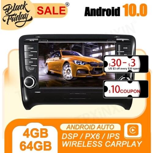 Android 10 PX6 for AUDI TT 2006 2007 - 2012 Carplay GPS Car Navigation Multimedia HD Video Touch Screen Stereo DVD Player Radio