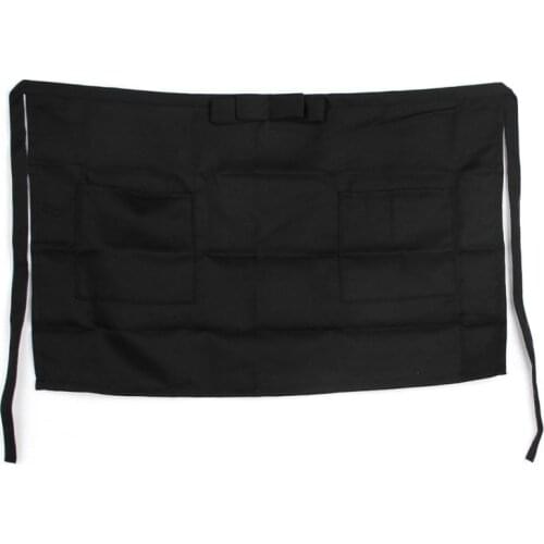 1PCS Half Short Waist Polyester Apron Waitress Waiter With Pocket Kitchen Cafe Pub