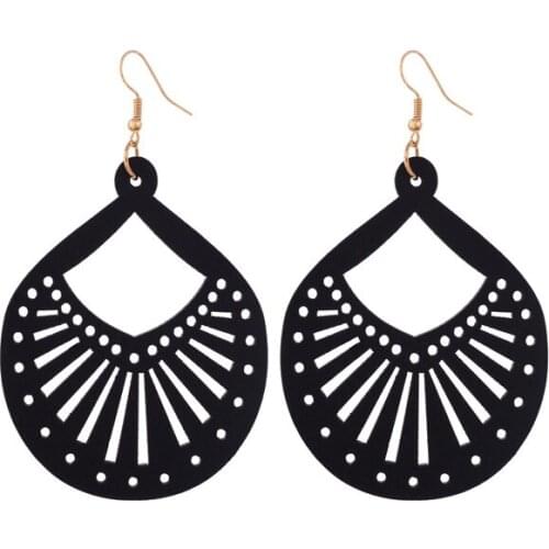 Geometric Fan Leaves Dangle Drop Earrings Pendientes for Women Ethnic Vintage Earrings Jewelry