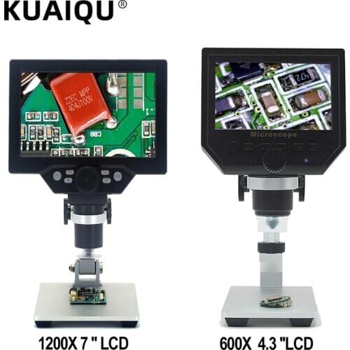 Hot Digital Microscope 1200X 7 '' LCD Screen / 600X 4.3'' Video Electronic Microscopes 8 LED Lights For Phone Watch Repairing