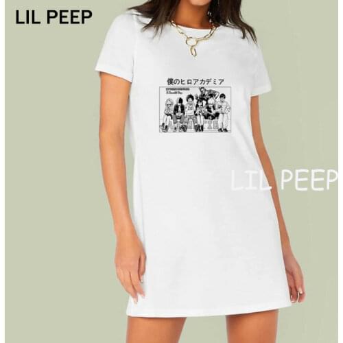 2021 My Hero Academia kawaii design woman dress anime funny mini dresses Female Fashion Plus Size 3XL Cute Dresses White