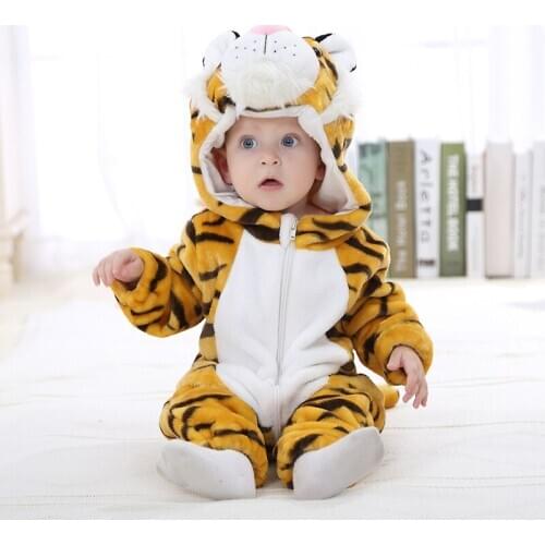 Baby Clothes Animal Tiger Kigurumis Infant Romper Onesie Warm Baby Clothing Funny cosplay Boys Girls Onesies baby Newborn Hooded