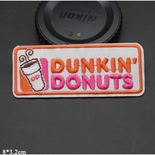 Lovely Pie Iron On Embroidered Clothes Dunkin' Donuts Patches For Girl Woman Clothing Stickers Garment Wholesale