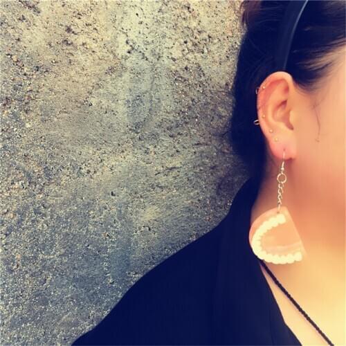 Creative Hand-made Funny Personality Trendy Exaggerated Pendant Denture Earrings Niche Tooth Shape No Pierced Ear Clip