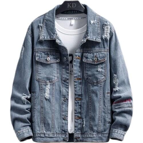 Jackets Jackets Man Denim Jacket Fall Mens Jacket With Lapel Button Door Guard Pocket Adorns Korean All-Match Fashion Jean Top