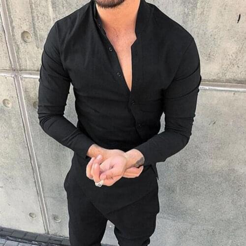 2021 Summer Men Shirt Long Sleeve Solid Color Breathable Plus Size Slims Fit Fashion Caual Shirt Dating