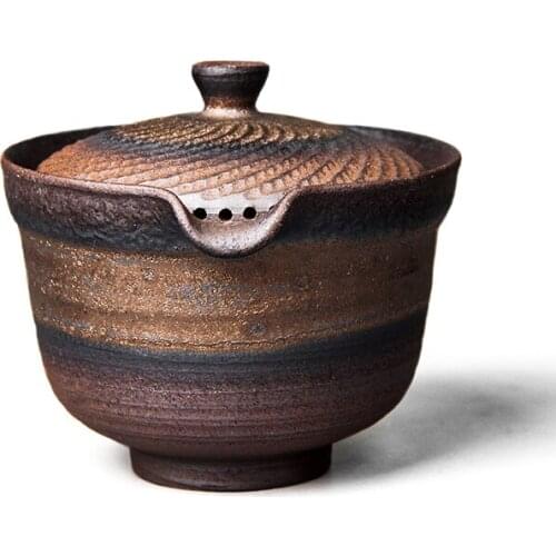 LUWU Bronze Ceramic Teapot Gaiwan Chinese Tea Pot 240ml