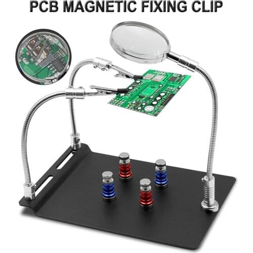 Magnetic PCB Board Fixed Clip Flexible Arm Soldering Third Hand Magnifier Glass Soldering Iron Holder Repair Tools