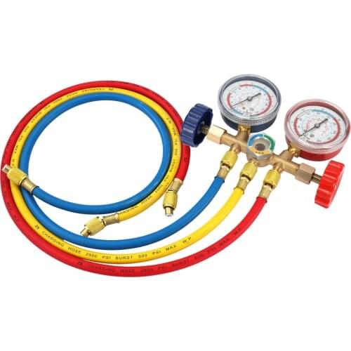 Refrigerant Manifold Gauge Set Air Conditioning Tools with Hose Hook for R12 R22 R-404A R-134a for Air Condition Refrigeration