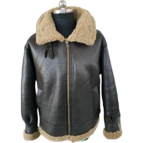 Real Fur Mens Thick Warm Lamb Wool Coat Sheepskin Brown Genuine Leather Jacket Men Hooded Shearling Coats 5XL