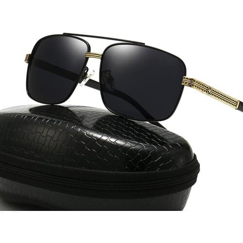 Black Classic Sunglasses Polarized Men Driving Eyewear Pilot Square Big Frame Brand Designer Male Retro Eyeglasses For Men/Women