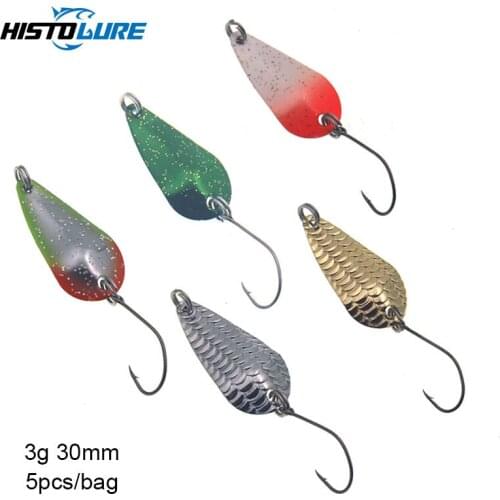 HISTOLURE 5pcs/bag Micro Fishing Spoon Lures kit Small Light Weight Spinners High Quality Fishing Lures Single Hooks Pesca