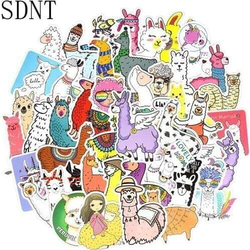 50 PCS Llama Alpaca Cute Sticker Kawaii Cartoon Camel Sheep Animal Stickers for Kids Reward Stickers Scrapbooking Bike Car Decal