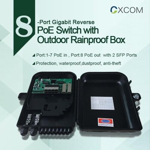 8 port 10/100/1000M reverse poe switch with 2 SFP with fiexed vlan including IP65 Plastic case water proof