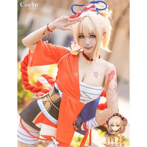 New Game Genshin Impact Yoimiya Cosplay Costume Female Fashion Lovely Battle Uniforms Activity Party Role Play Clothing S-XL