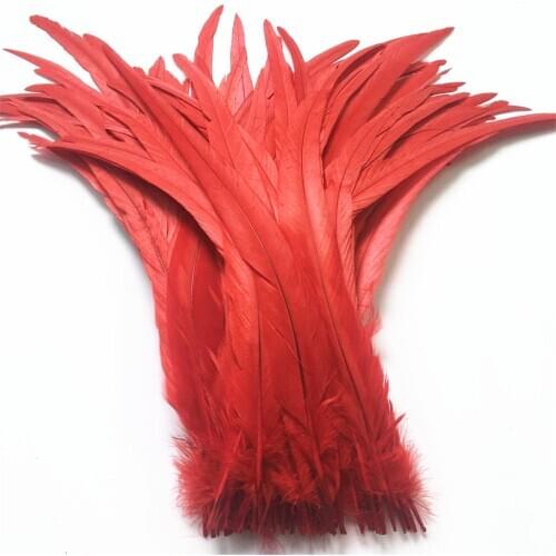 Wholesale 50pcs Red Rooster Tail Feathers for Crafts 12-14" /30-35cm Natural Rooster Feathers Wedding Decoration Carnival Plumas