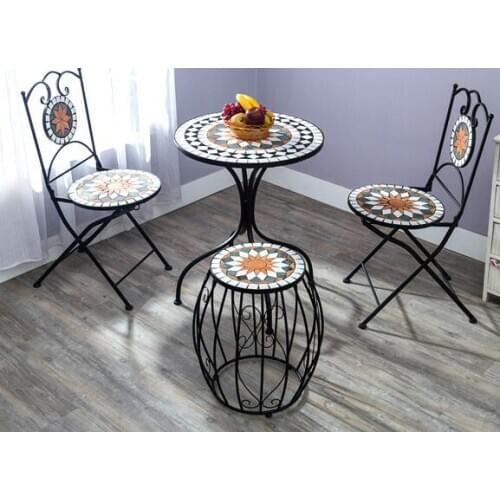Ou shi, wrought iron courtyard outdoor Mosaic table and chair. Chairs and tables of tea table