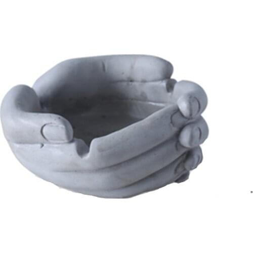 Handmade Hands Ashtray Plaster Clay Craft Flowerpot Molds 3D Cement Concrete Planter Vase Silicone Mould