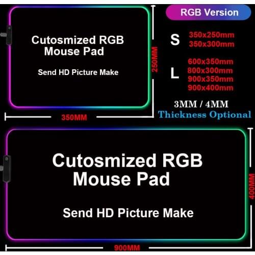 Personalized Gaming Mouse Pad RGB Large Mouse Pad XL Gamer Computer Mousepad Led Backlight Carpet Custom XXL Keyboard Desk Mats