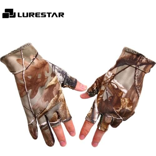 Fishing Gloves Three-Finger Ice-Silk Silica Gel Anti-Slip Sun Protection Uv For Men Women Camouflage Elastic SBR Cloth Tactical