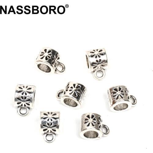 7x11mm Silver Metal Beads Zinc Alloy Connectors Charm Bracelet Necklace Spacer Beads For Jewelry Making DIY Jewelry Findings