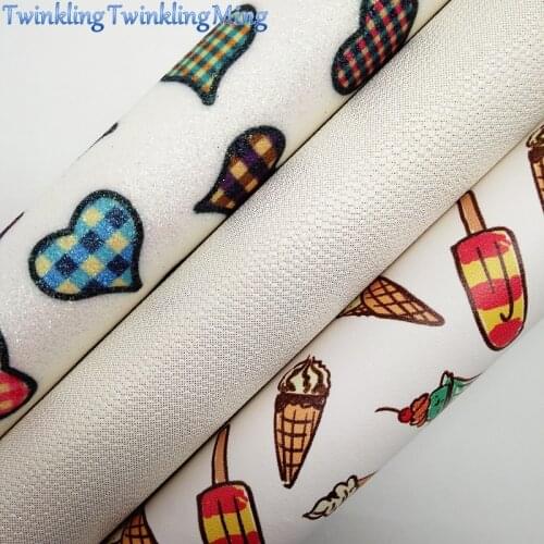 Hearts Printed Synthetic Leather, Iridescent Faux Fabric Sheets For Bow A4 21x29CM Twinkling Ming XM018E