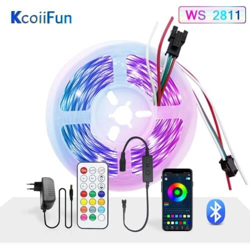 LED Strip Lights RGBIC Bluetooth Color Changing Rainbow LED Lights DC12V WS2811 APP Control RGB 5M Individually Addressable LED