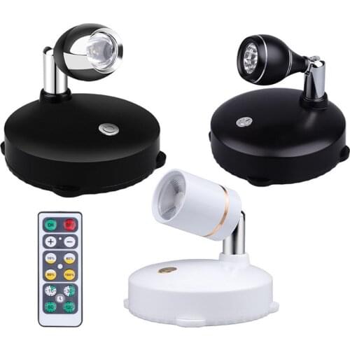 Battery Powered LED Spotlight Portable Indoor Lighting & Remote Controller & Timer White 4000K for Study,Foyer